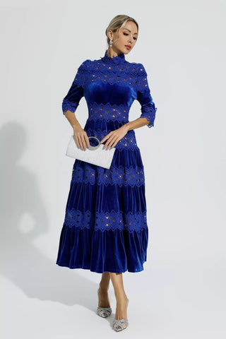 Henley Blue Cut Out Long Sleeve Dress Henley Blue Cut Out Long Sleeve Dress