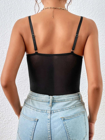 Contrast Lace Bustier Cami Bodysuit Contrast Lace Bustier Cami Bodysuit