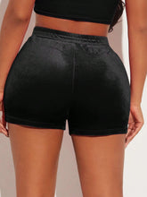 SXY Rhinestone Letter Graphic Velvet Shorts