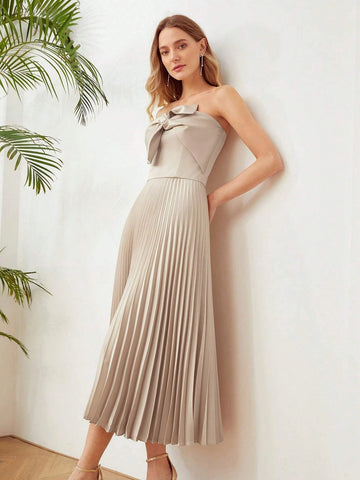 MOTF PREMIUM BOW FRONT PLEATED TUBE DRESS MOTF PREMIUM BOW FRONT PLEATED TUBE DRESS