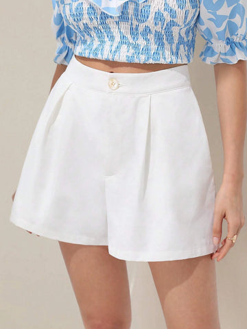 Frenchy Solid Slant Pocket Wide Leg Shorts Frenchy Solid Slant Pocket Wide Leg Shorts