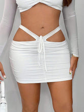 SXY Cut Out Drawstring Front Ruched Bodycon Skirt