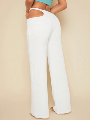 SXY Solid Cut Out Waist Pants SXY Solid Cut Out Waist Pants