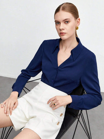 Solid Button Front Shirt Solid Button Front Shirt