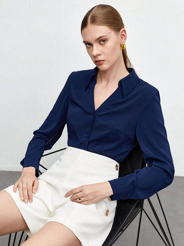 Solid Button Front Shirt Solid Button Front Shirt