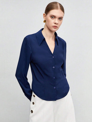 Solid Button Front Shirt Solid Button Front Shirt