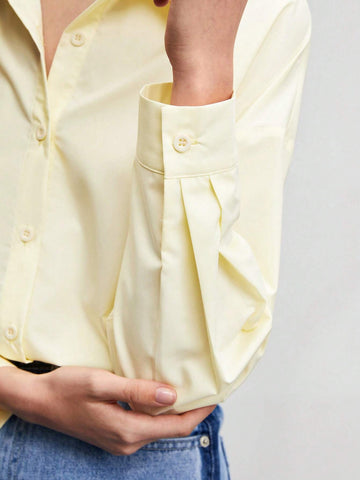 Solid Drop Shoulder Button Front Shirt Solid Drop Shoulder Button Front Shirt