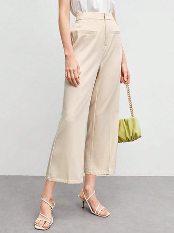 BIZwear Solid Cropped Flare Leg Pants BIZwear Solid Cropped Flare Leg Pants