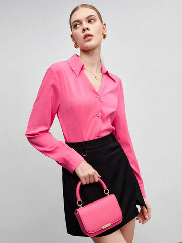 Solid Button Front Shirt Solid Button Front Shirt