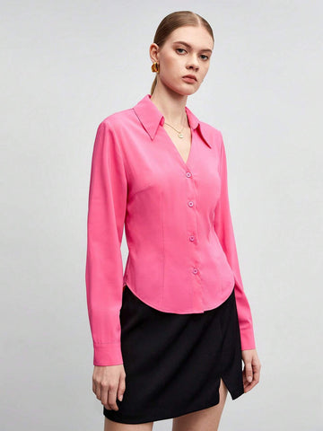 Solid Button Front Shirt Solid Button Front Shirt