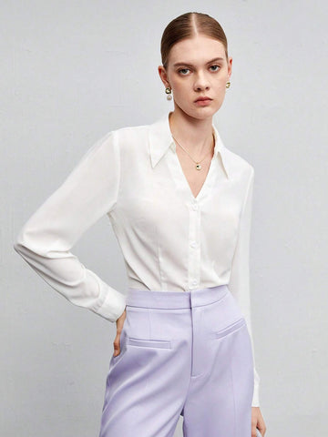 Solid Button Front Shirt Solid Button Front Shirt