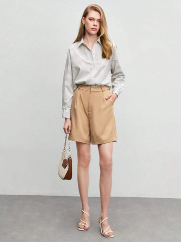 Striped Print Drop Shoulder Shirt Striped Print Drop Shoulder Shirt