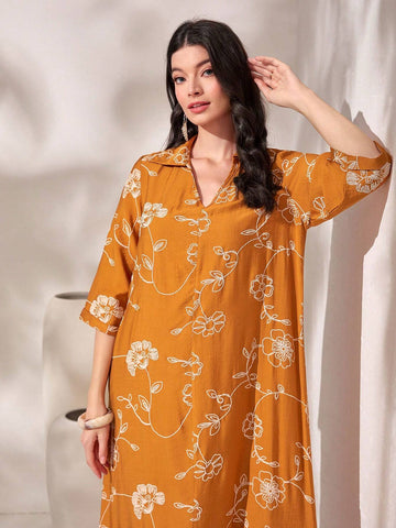 Floral Print Ruffle Hem Smock Dress Floral Print Ruffle Hem Smock Dress