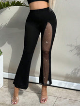 SXY Contrast Mesh Flare Leg Pants