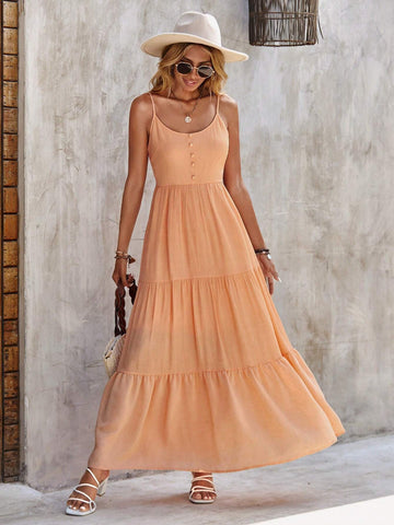 EMERY ROSE Solid Ruffle Hem Cami Dress EMERY ROSE Solid Ruffle Hem Cami Dress