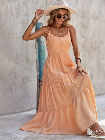 EMERY ROSE Solid Ruffle Hem Cami Dress EMERY ROSE Solid Ruffle Hem Cami Dress