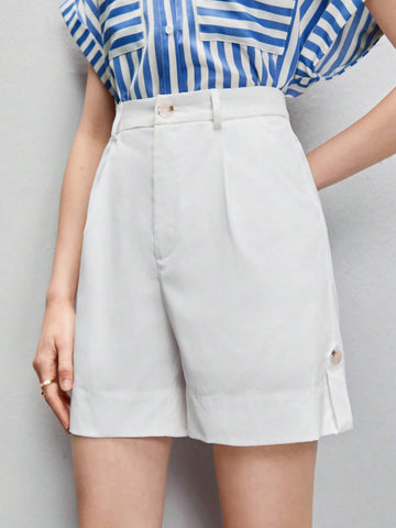 BIZwear Fold Pleated Slant Pocket Shorts BIZwear Fold Pleated Slant Pocket Shorts