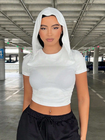 SXY Solid Crop Hooded Tee SXY Solid Crop Hooded Tee