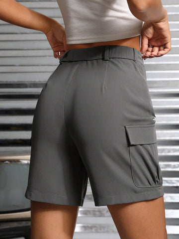 PETITE Flap Pocket Side Drawstring Waist Cargo Shorts PETITE Flap Pocket Side Drawstring Waist Cargo Shorts