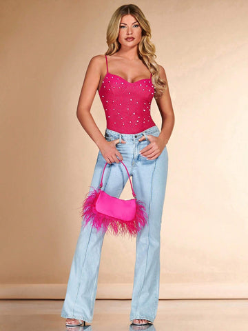 Pearls Beaded Bustier Cami Bodysuit Pearls Beaded Bustier Cami Bodysuit