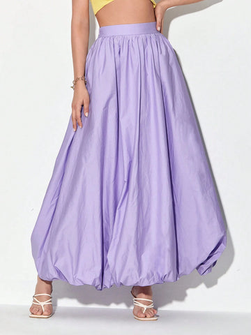 Solid Lantern Hem Skirt Solid Lantern Hem Skirt