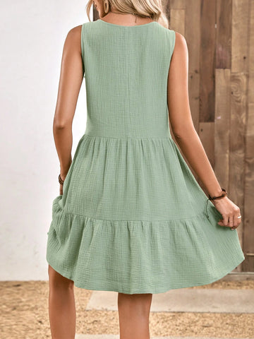 EMERY ROSE Tassel Tie Neck Eyelet Embroidery Ruffle Hem Smock Dress EMERY ROSE Tassel Tie Neck Eyelet Embroidery Ruffle Hem Smock Dress