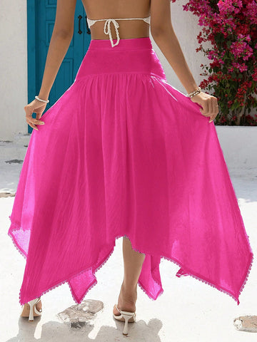 Tie Front Asymmetrical Hem Skirt Tie Front Asymmetrical Hem Skirt