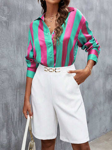 Frenchy Chain Detail Slant Pocket Bermuda Shorts Frenchy Chain Detail Slant Pocket Bermuda Shorts