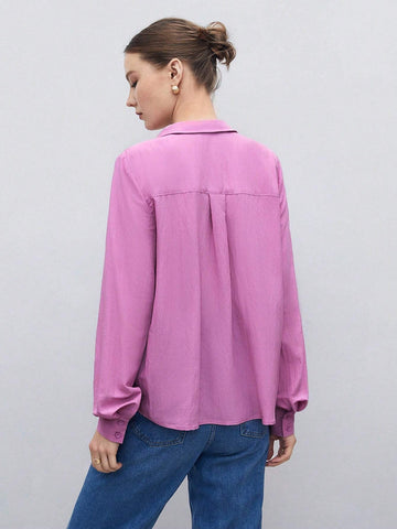 Solid Button Front Shirt Solid Button Front Shirt