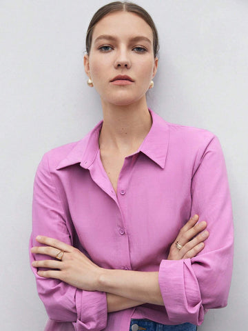 Solid Button Front Shirt Solid Button Front Shirt