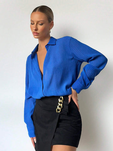 Solid Button Front Shirt Workwear Solid Button Front Shirt Workwear