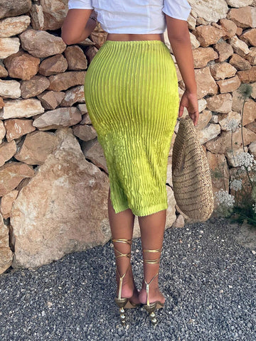 SXY Solid Split Thigh Skirt SXY Solid Split Thigh Skirt