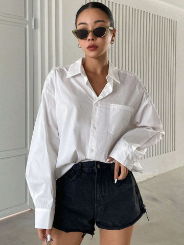 DAZY Solid Drop Shoulder Shirt DAZY Solid Drop Shoulder Shirt