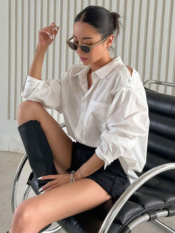 DAZY Solid Drop Shoulder Shirt DAZY Solid Drop Shoulder Shirt