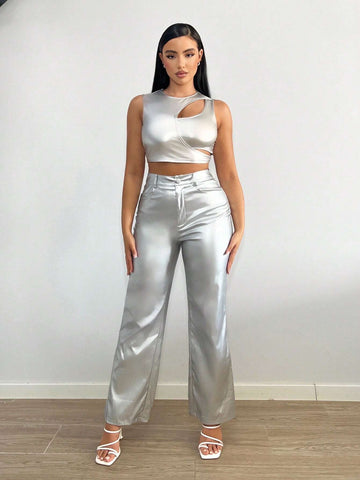 SXY High Waist PU Leather Wide Leg Pants SXY High Waist PU Leather Wide Leg Pants