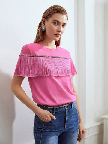 MOTF PREMIUM RHINESTONE FRINGE T-SHIRT MOTF PREMIUM RHINESTONE FRINGE T-SHIRT