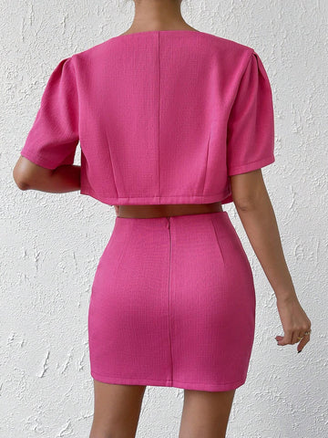 Button Front Crop Jacket & Bodycon Skirt Button Front Crop Jacket & Bodycon Skirt