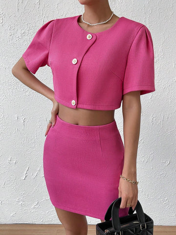 Button Front Crop Jacket & Bodycon Skirt Button Front Crop Jacket & Bodycon Skirt