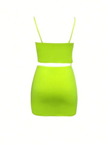 Ruffle Trim Bustier Cami Top & Bodycon Skirt Ruffle Trim Bustier Cami Top & Bodycon Skirt