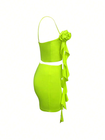 Ruffle Trim Bustier Cami Top & Bodycon Skirt Ruffle Trim Bustier Cami Top & Bodycon Skirt