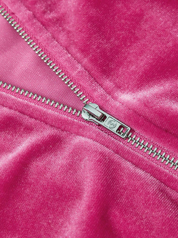 Rhinestone Letter Pattern Velvet Hoodie & Skirt Rhinestone Letter Pattern Velvet Hoodie & Skirt