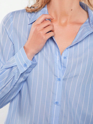 Striped Print Button Front Shirt Striped Print Button Front Shirt