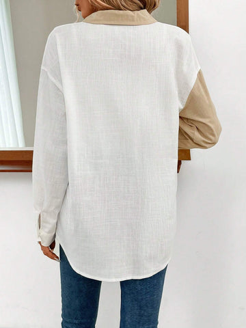 Two Tone Drop Shoulder Pocket Patched Shirt Two Tone Drop Shoulder Pocket Patched Shirt