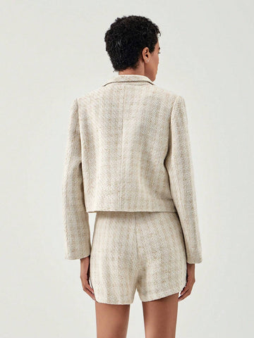 Plaid Print Flap Detail Jacket & Shorts Plaid Print Flap Detail Jacket & Shorts