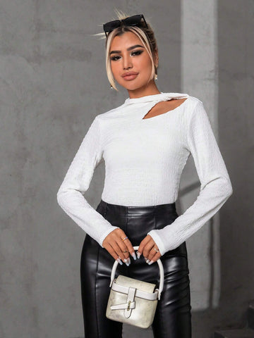 Cut Out Asymmetrical Neck Tee Cut Out Asymmetrical Neck Tee