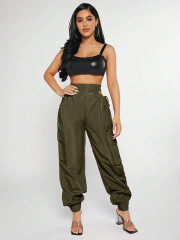 SXY Cut Out Waist Flap Pocket Cargo Pants SXY Cut Out Waist Flap Pocket Cargo Pants