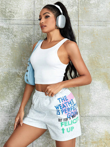 EZwear Slogan Graphic Track Shorts EZwear Slogan Graphic Track Shorts