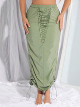 SXY Solid Drawstring Ruched Skirt