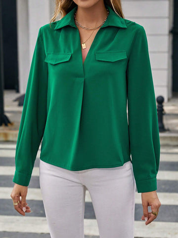 Solid Flap Detail Shirt Solid Flap Detail Shirt