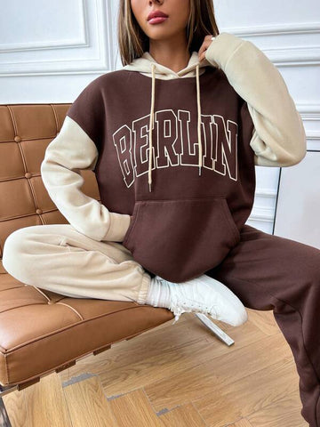 Letter Graphic Colorblock Kangaroo Pocket Drop Shoulder Drawstring Hoodie & Sweatpants Letter Graphic Colorblock Kangaroo Pocket Drop Shoulder Drawstring Hoodie & Sweatpants